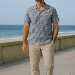 Ted Baker London Blue and White Casual Button Down Shirt